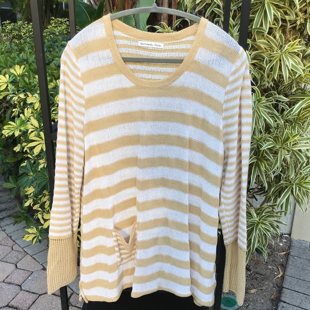 Sportsworks Studio fine quality summer knit striped sweater/tunic pocket. XL